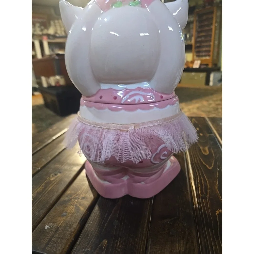 Vintage Ballerina Dancing Pink Pig‎ with Tutu Ceramic Cookie Jar  11 